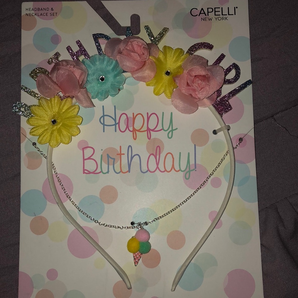 birthday girl flower headband with a necklace